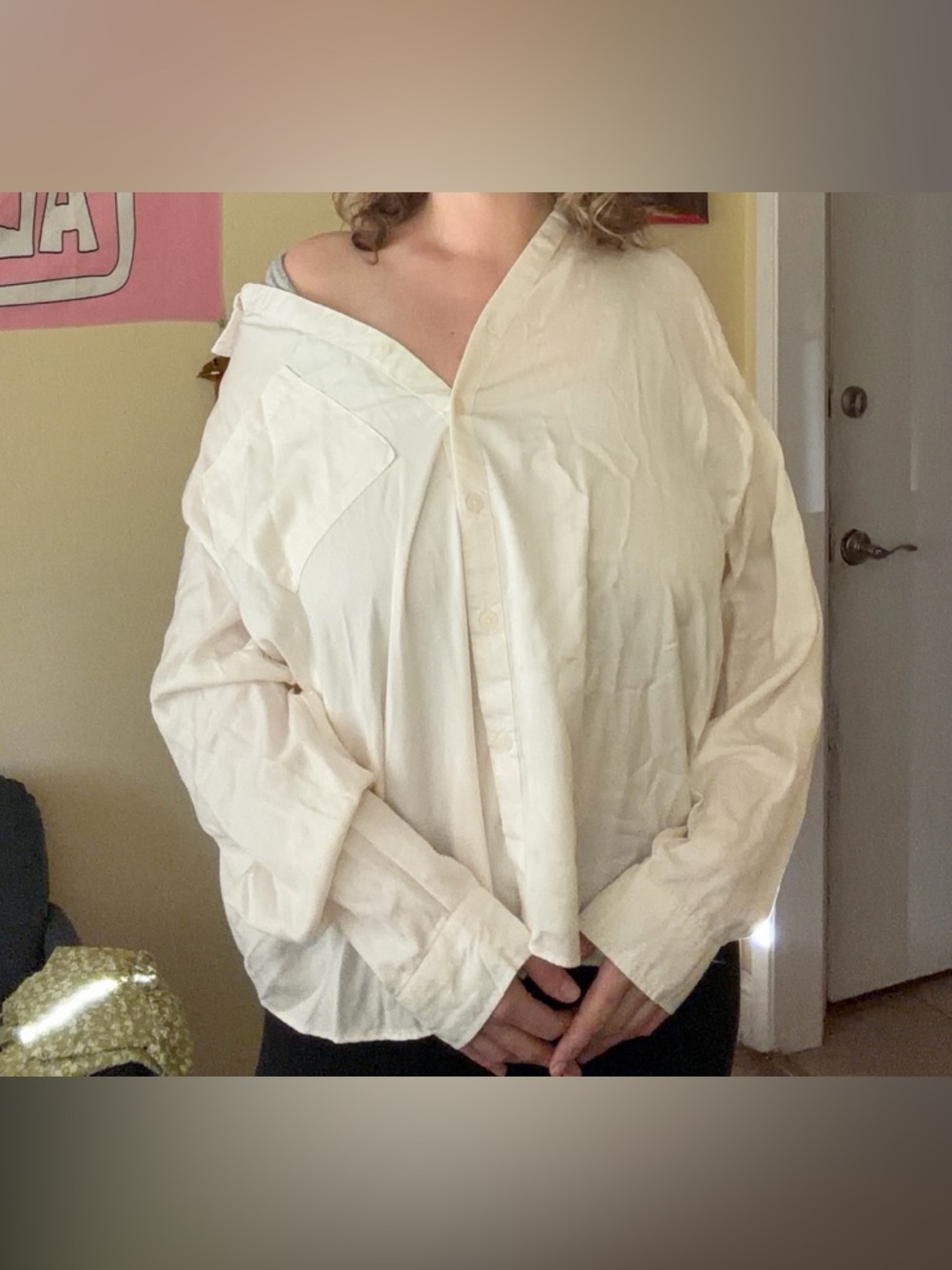 Knox Rose White V-Neck Button Front Shirt
